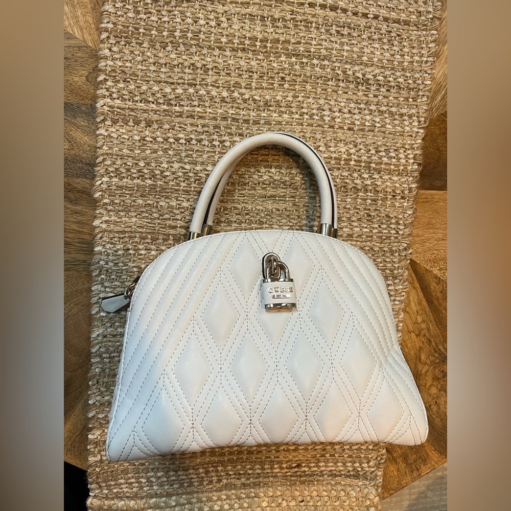 Guess White Quilted Handbag